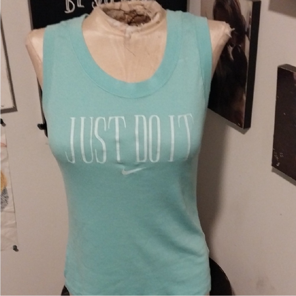 Nike Tank Top Sea Foam /Mint Green Ribbed Activewear Workout Just Do It sz S EUC